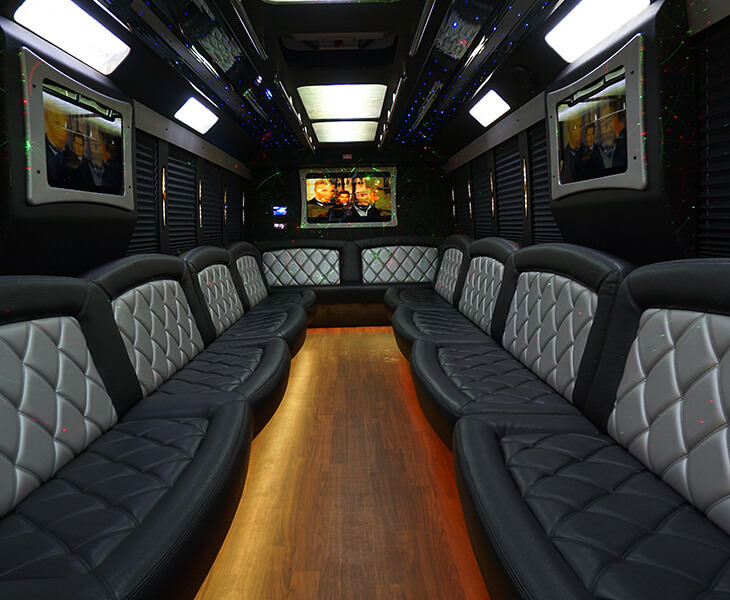 inside of the limo bus